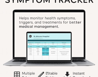 Symptom Tracker Template Excel & Google Sheets • Health Logging Spreadsheet • Symptoms, Duration, Severity and Medication Tracker