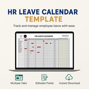 HR Leave Calendar Template | Employee Vacation & Absence Tracker, Google Sheets and Excel HR Management Spreadsheet