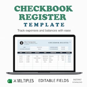 Checkbook Register Template Excel Google Sheets – Ledger, Transaction Log, Deposit Withdrawal Tracker, Balance Reconciliation, Editable