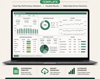 KPI Tracker Template Excel & Google Sheets | Business Dashboard, Performance Metrics, Project and Sales KPI Tracking Spreadsheet