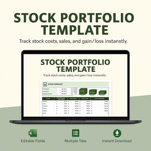 Stock Portfolio Template | Excel & Google Sheets | Investment Tracker, ROI and Dividend Log | Finance Spreadsheet