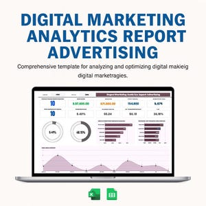 Digital Marketing Analytics Report Template Excel Google Sheets Advertising KPI Dashboard Campaign Metrics Tracker