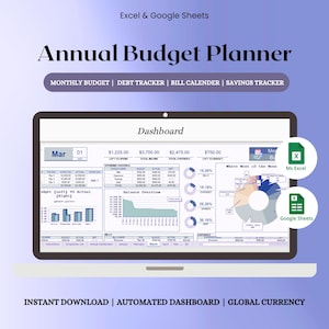 Ultimate Annual Budget Spreadsheet | Excel And Google Sheets Budget Template | Monthly Budget, Bill & Debt Tracker, Google Spreadsheets