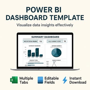 Power BI Dashboard Template | Business Analytics Report | KPI & Data Visualization | Power BI Template for Project, Sales, Finance, Hr