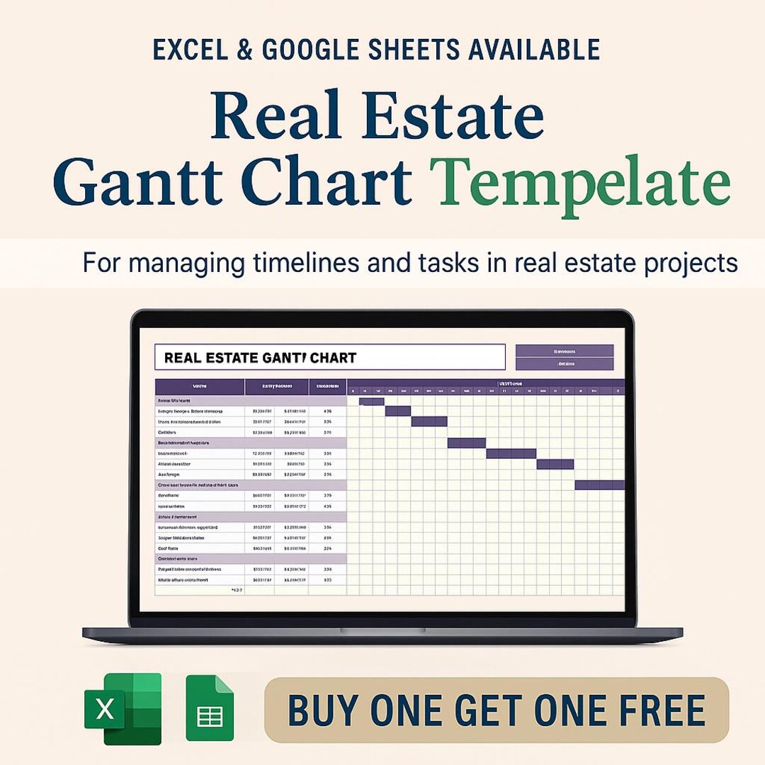 Real Estate Gantt Chart Template | Excel & Google Sheets Project ...