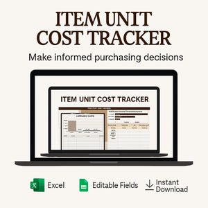 Item Unit Cost Tracker Template Excel & Google Sheets | Track Product Cost Per Unit | Editable Inventory And Costing Sheet