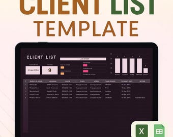 Client List Template Excel | Customer Database Spreadsheet | CRM Contact Tracker for Small Business