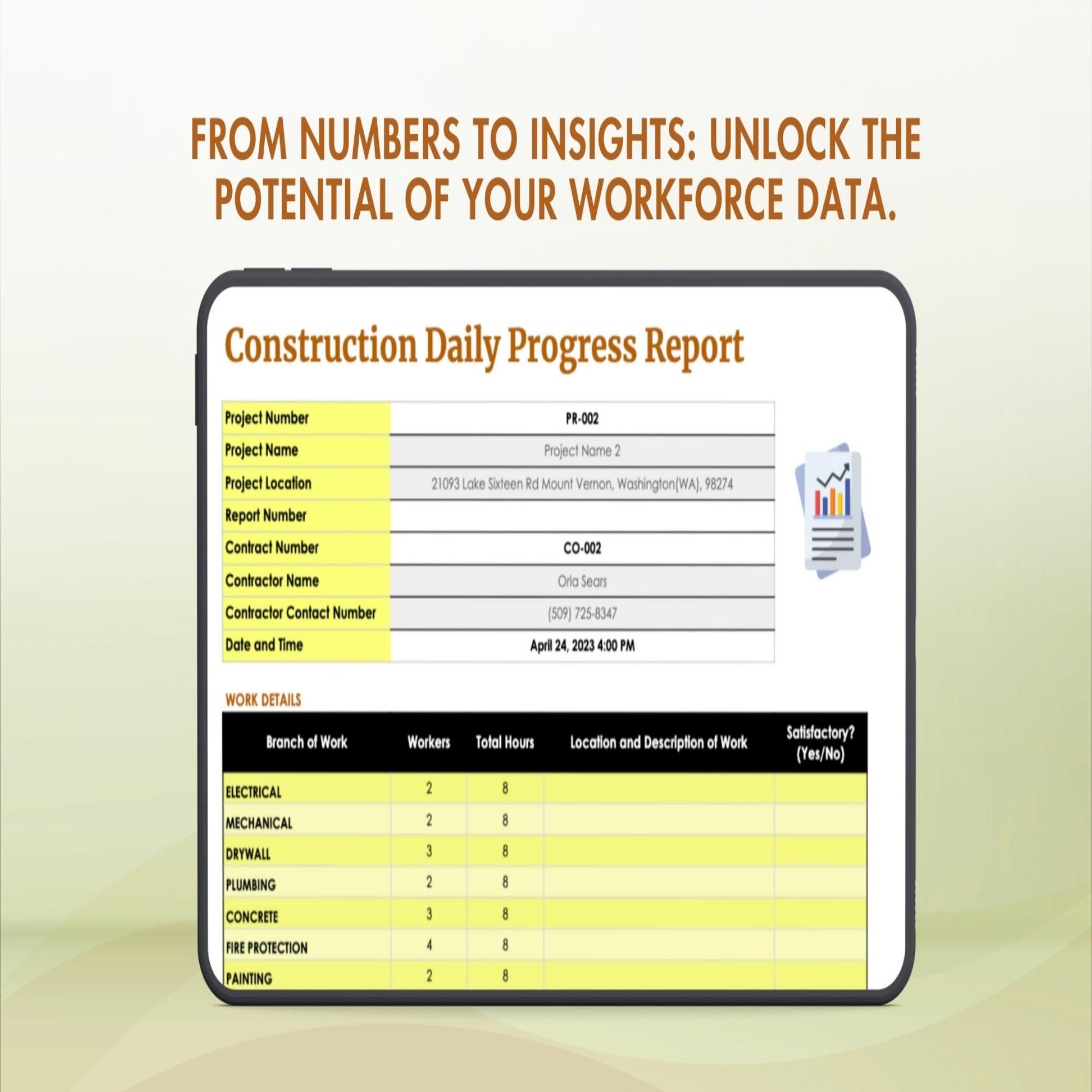 Construction Progress Report Template Excel