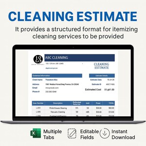 Cleaning Estimate Template • Excel & Google Sheets • Service Quote, Labor and Materials Estimator for Cleaning Businesses