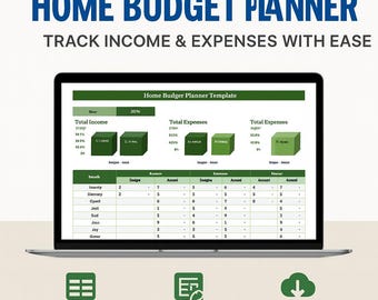 Home Budget Planner Template | Monthly Household Budget Tracker | Income & Expense Sheet | Excel and Google Sheets | Digital Finance Tool