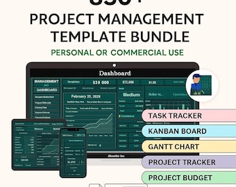 Ultimate Project Management Excel Templates Bundle | Gantt Chart, Timeline, Task Tracker, Budget, Risk Register, Project Planner Pack