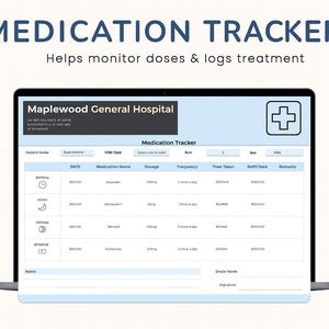 Medication Tracker Template Excel & Google Sheets • Pill and Prescription Log • Medication Schedule, Dosage and Reminder Spreadsheet