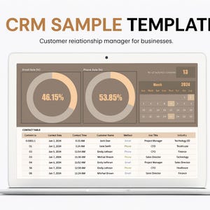 CRM Sample Template Excel & Google Sheets | Client Manager, Customer Database, Sales Tracker, Contact Log, Business CRM Spreadsheet