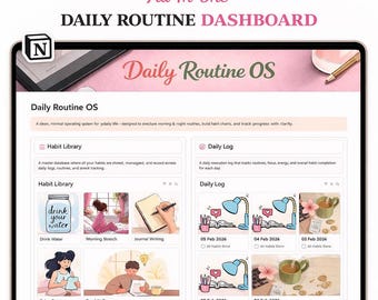 Notion Routine Planner Template, Daily Habit Tracker, Morning & Night Routine Dashboard, Self Care Planner, Digital Productivity System