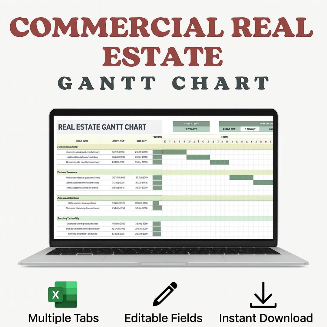 Commercial Real Estate Gantt Chart Template Excel Google Sheets ...