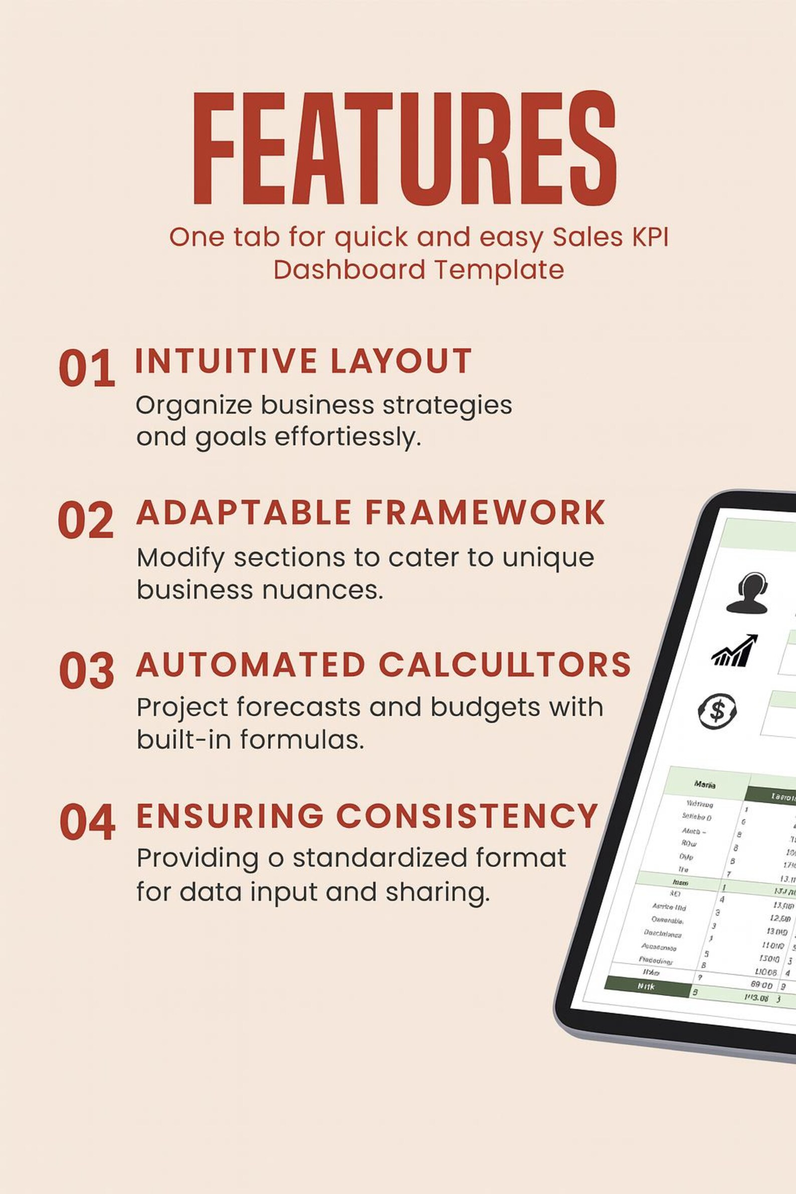 Sales KPI Dashboard Excel & Google Sheets | Sales Performance Tracker ...