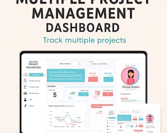 Multiple Project Management Dashboard Template – Excel & Google Sheets Portfolio Overview: Status, Budget, Timeline, Risk and Workload