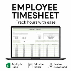 Hoja de cálculo de seguimiento de horas de empleados de finanzas en Excel: hoja de cálculo para la gestión de horas trabajadas: herramienta de seguimiento de horas trabajadas y salarios para nóminas.