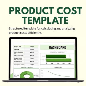 Productkostensjabloon: productkostencalculator voor Excel en Google Spreadsheets, COGS-tracker en margedashboard, digitale download