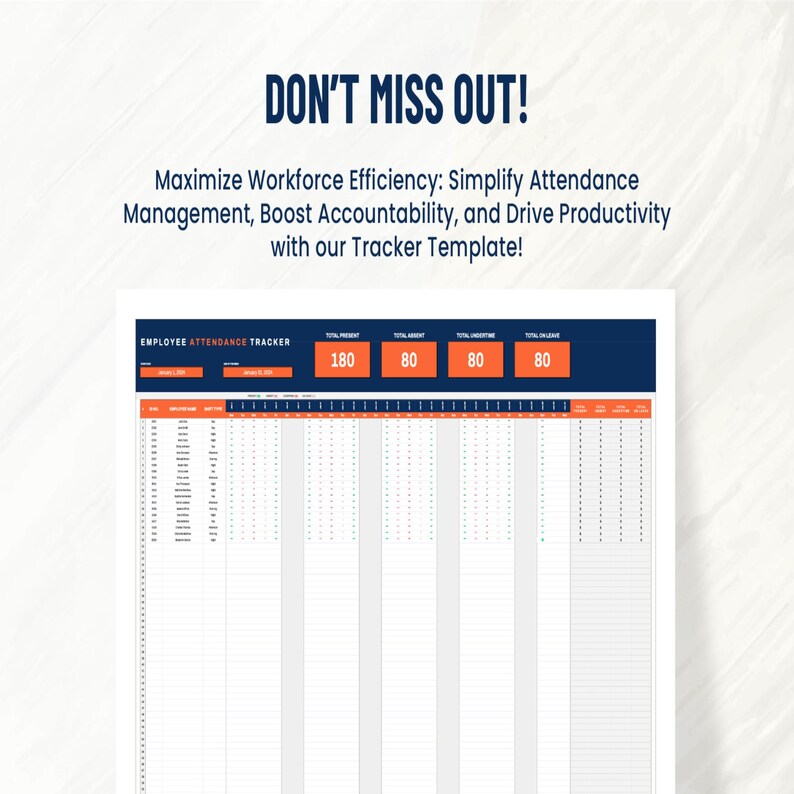 Employee Attendance Tracker Template Excel & Google Sheets • Attendance ...