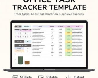 Office Aufgaben-Tracker Vorlage | Mitarbeiter To-Do Liste & Produktionsplaner, Google Sheets und Excel Aufgabenkalkulation