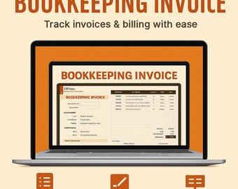 Bookkeeping Invoice Template | Excel & Google Sheets | Small Business Billing | Accounting Invoice | Editable Spreadsheet Template