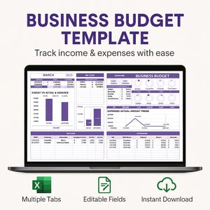 Business Budget Template Excel & Google Sheets | Small Business Expense Tracker | Monthly Income Planner | Cash Flow Spreadsheet