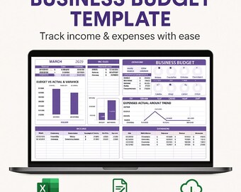 Business Budget Template Excel & Google Sheets | Small Business Expense Tracker | Monthly Income Planner | Cash Flow Spreadsheet