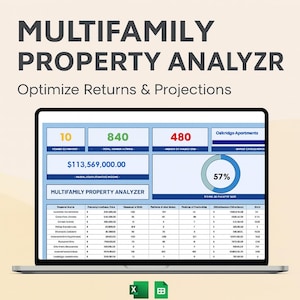 Multi Family Property Analyzer Template Excel & Google Sheets | Real Estate Investment Calculator, Rental ROI, Income  And Expense Tracker