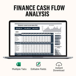 Finance Cashflow Analysis Tracker Excel Template – Cash Flow Management Spreadsheet – Operating Cashflow Tracker & Forecast Tool