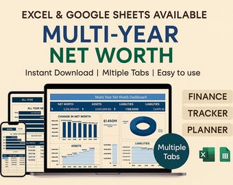 Net Worth Tracker Dashboard Template | Excel & Google Sheets Wealth Tracker | Personal Finance Planner | Assets And Liabilities Monitor