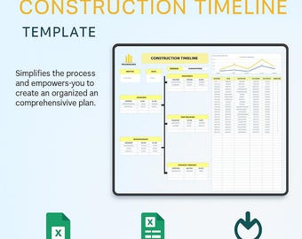 Konstruktion Timeline Vorlage | Projektzeitplaner | Gebäude Timeline Excel | Unternehmer Gantt Diagramm | Projekt-Tracker | Digital