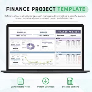 Mall för ekonomiprojekt i Excel och Google Sheets | Budgetspårning, kostnadshantering, projektplaneringsinstrumentpanel, utgiftslogg