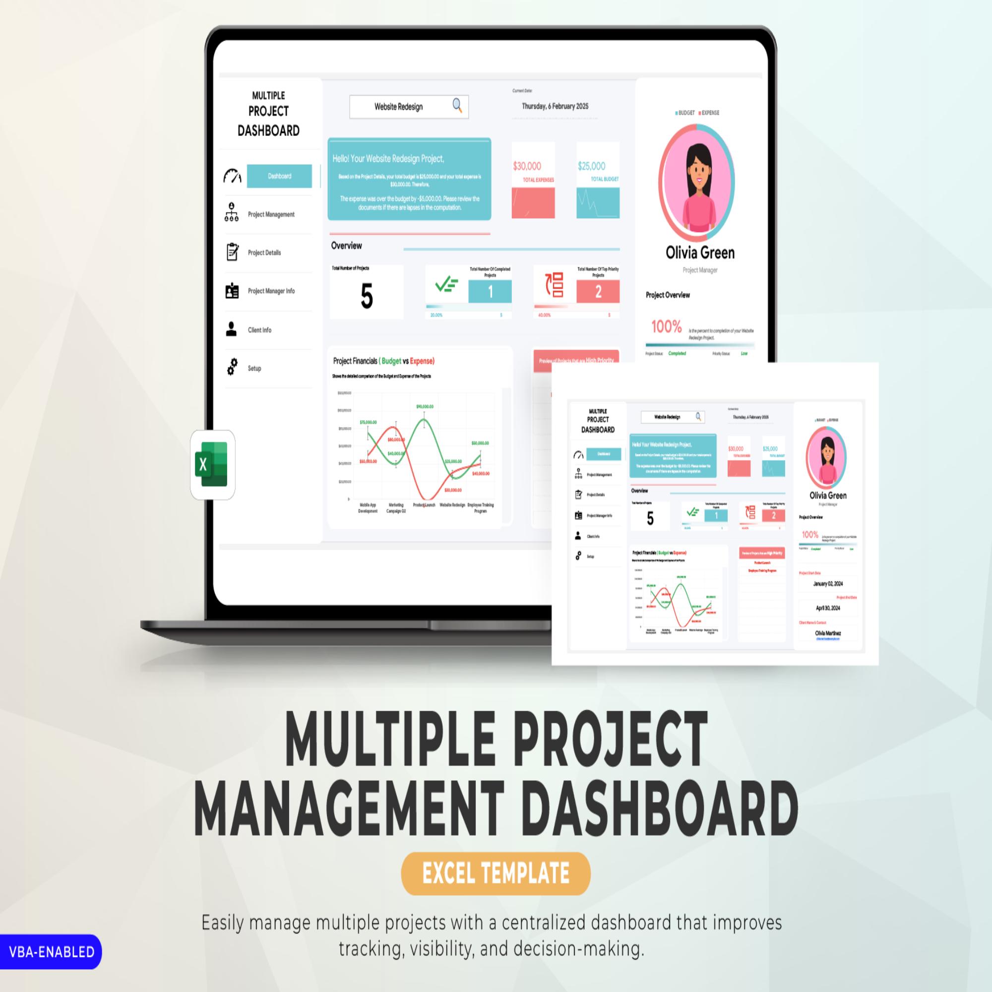 Multiple Project Management Dashboard Template – Excel & Google Sheets ...
