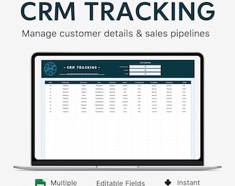 CRM Tracking Template Excel | Customer Relationship Manager | Google Sheets CRM Log | Sales Pipeline Tracker | Contact Management Sheet