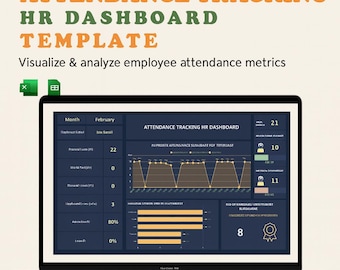 Attendance Tracking HR Dashboard Template • Excel & Google Sheets • Employee Attendance Tracker • HR Dashboard with Charts