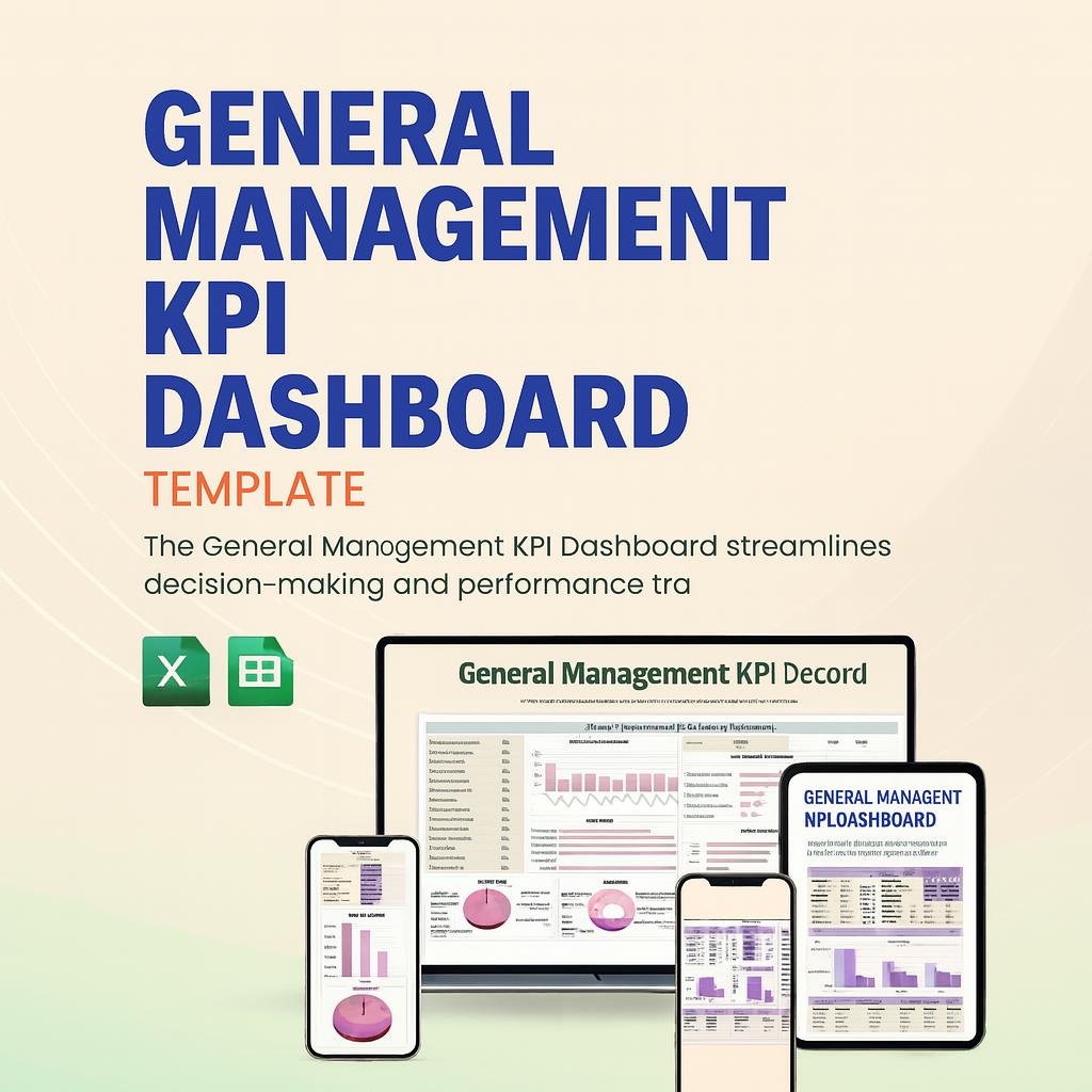 General Management KPI Dashboard Excel Template | Business Performance ...