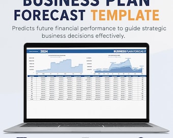 Modello di previsione del piano aziendale Excel e Fogli Google / Proiezione finanziaria di avvio / Foglio di calcolo per la previsione di flussi di cassa e ricavi