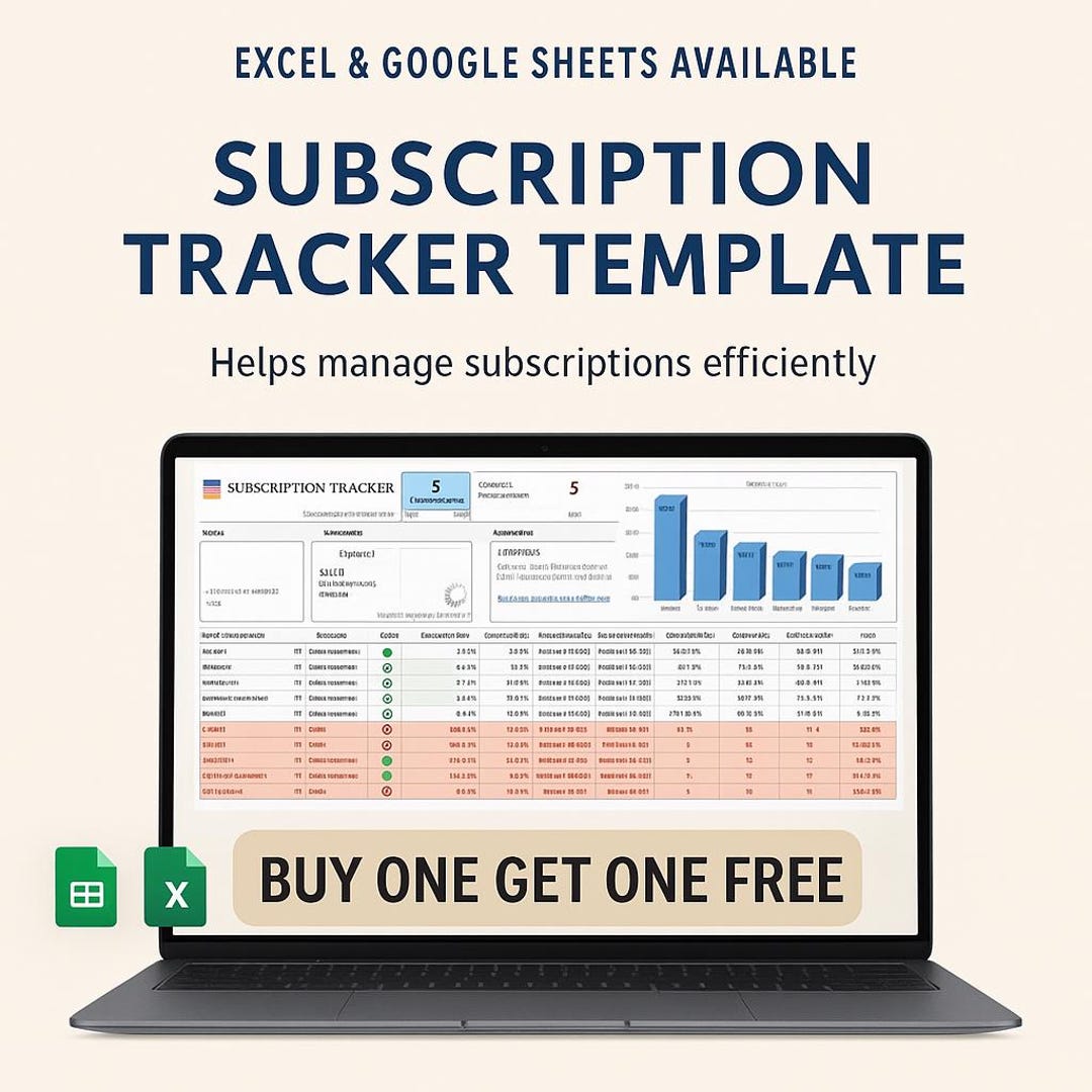 Subscriptions Spreadsheet Subscription Tracker Excel Spreadsheet Template | Bill Organizer ...
