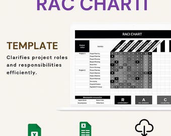 RACI Chart Vorlage | Projektverantwortung Matrix | Excel & Google Sheets | Teamrollenzuordnung | Business-Projektmanagement-Tool
