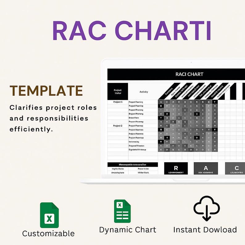 RACI Chart Template | Project Responsibility Matrix | Excel & Google ...