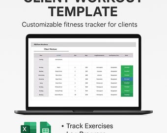 Client Workout Template Excel & Google Sheets | Personal Trainer Planner, Fitness Program Tracker, Exercise Log, Digital Training Journal