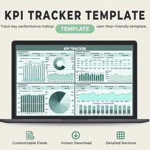 KPI Tracker Template Excel & Google Sheets | Business Dashboard, Performance Metrics, Project and Sales KPI Tracking Spreadsheet
