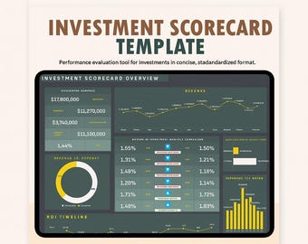 Investment Scorecard Template Excel & Google Sheets | Portfolio Tracker | ROI Analysis Dashboard | Investment Management Spreadsheet