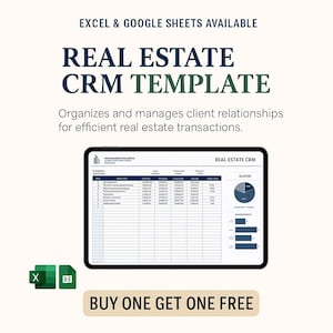 Real Estate CRM Template | Excel & Google Sheets Client Tracker | Property Sales Pipeline | Lead Management CRM | Realtor Dashboard