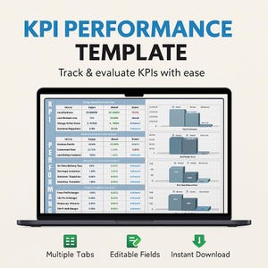 KPI Performance Template Excel & Google Sheets | Business Metrics Dashboard | Team KPI Tracker | Staff Evaluation Spreadsheet