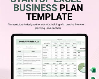Startup Business Plan Template Excel & Google Sheets | Financial Projection, Budget and Cash Flow | Small Business Planning Spreadsheet