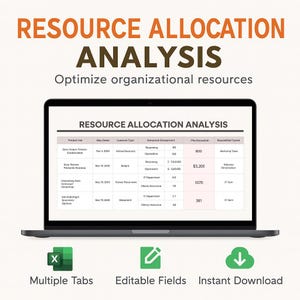 Resource Allocation Analysis Excel Template | Team Capacity Planner, Budget Allocation Sheet | Excel & Google Sheets Dashboard