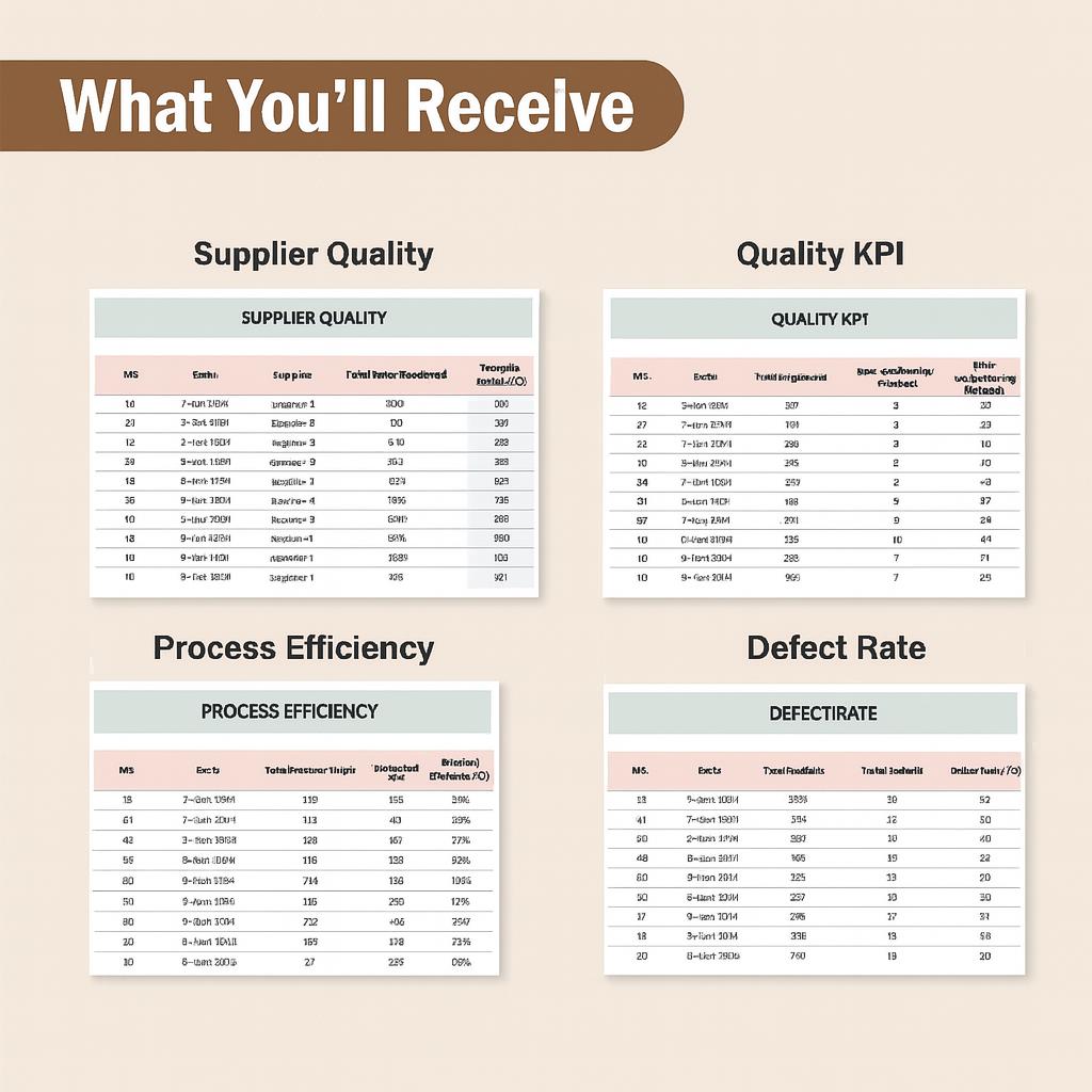 Quality KPI Dashboard Excel & Google Sheets | Manufacturing Quality ...
