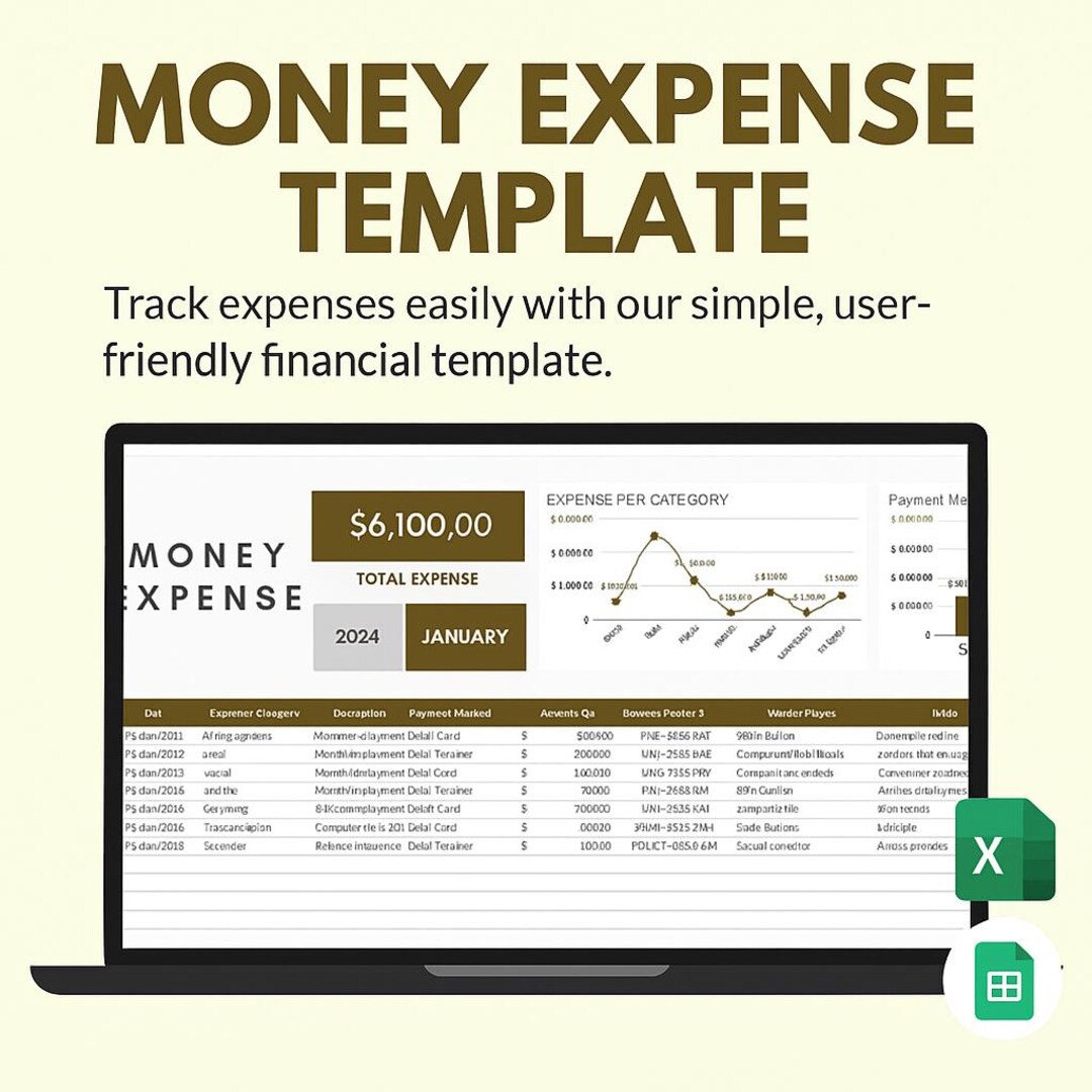 Money Expense Template – Excel & Google Sheets Expense Tracker, Budget ...